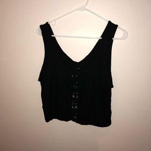 Black Lace Up American Eagle Crop Top